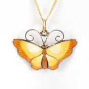 NORWEGIAN DAVID ANDERSEN SILVER ENAMEL BUTTERFLY PENDANT