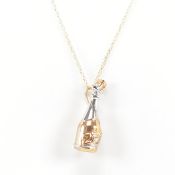 HALLMARKED 9CT GOLD & DIAMOND CHAMPAGNE 2000 PENDANT NECKLACE