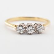 18CT GOLD & DIAMOND THREE STONE RING