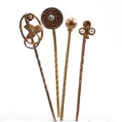 COLLECTION OF GOLD & METAL TIE PINS