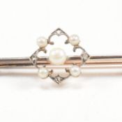 1920S BELLE EPOQUE DIAMOND & PEARL BAR BROOCH PIN