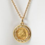 18CT GOLD 650 RELIGIOUS PENDANT & NECKLACE CHAIN