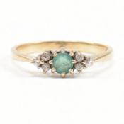 HALLMARKED 9CT GOLD EMERALD & CZ RING
