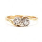 HALLMARKED 18CT GOLD & DIAMOND CROSSOVER RING.