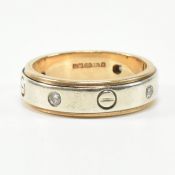 HALLMARKED 9CT BICOLOUR GOLD & DIAMOND BAND RING
