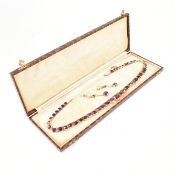 EDWARDIAN 9CT GOLD AMETHYST RIVIÈRE NECKLACE & EARRING SUITE
