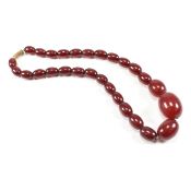 EARLY 20TH CENTURY CHERRY BAKELITE BEAD NECKLACE