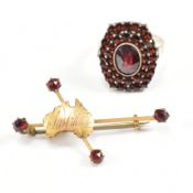 BOHEMIAN GARNET RING & AUSTRALIA CROSS BROOCH PIN