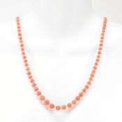 1930S PRECIOUS CORAL & ROCK CRYSTAL BEAD NECKLACE