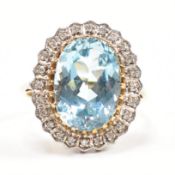 HALLMARKED 9CT GOLD TOPAZ & DIAMOND CLUSTER RING