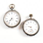 TWO SILVER POCKET FOB WATCHES