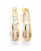 HALLMARKED 9CT WHITE GOLD & DIAMOND HOOP EARRINGS