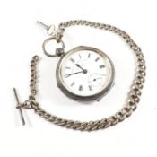 CHESTER HALLMARKED OPEN FACED POCKET WATCH & CHAIN