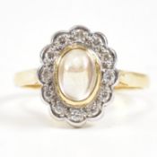 18CT GOLD RAINBOW MOONSTONE & DIAMOND CLUSTER RING