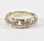 HALLMARKED 9CT WHITE GOLD & DIAMOND RING