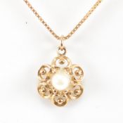 HALLMARKED 9CT GOLD & PEARL PENDANT NECKLACE