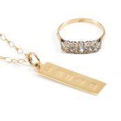 9CT GOLD PENDANT NECKLACE & RING