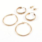 THREE PAIRS OF 9CT GOLD EARRINGS