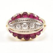1930S RUBY & DIAMOND CLUSTER RING
