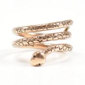 HALLMARKED 1970S 9CT GOLD SNAKE RING