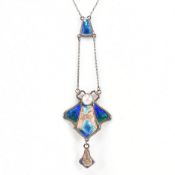 CHARLES HORNER ARTS & CRAFTS SILVER & ENAMEL PENDANT NECKLACE