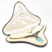 CASED MARCASITE & AMAZONITE PENDANT NECKLACE