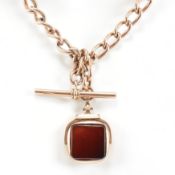 EDWARDIAN HALLMARKED 9CT GOLD ALBERT WATCH CHAIN & FOB