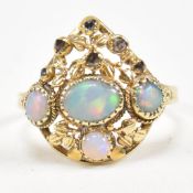 ART NOUVEAU 18CT GOLD OPAL & DIAMOND PANEL RING