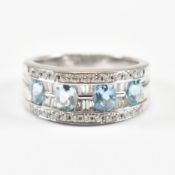 HALLMARKED 950 PLATINUM AQUAMARINE & DIAMOND RING