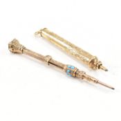 TWO 9CT GOLD PROPELLING PENCILS