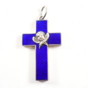 VICTORIAN SILVER MEMENTO MORI ENAMEL CROSS LOCKET