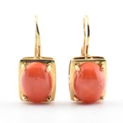 PAIR OF ITALIAN 18CT GOLD & CORAL EARRINGS
