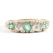 HALLMARKED EMERALD & DIAMOND GYPSY RING