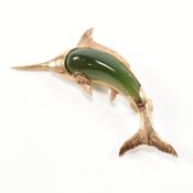 9CT GOLD & AGATE SET SWORDFISH BROOCH PIN