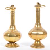 PAIR OF EARLY 20TH CENTURY BRASS ROSE WATER SHAKERS