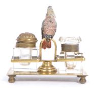 AUSTRIAN VIENNA COLD PAINTED BRONZE COCKATOO INKWELL