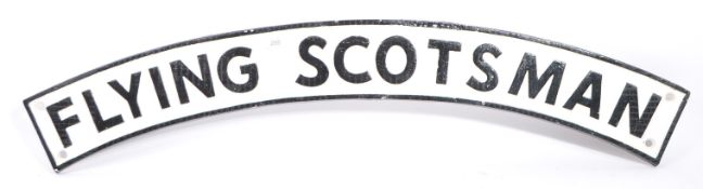 VINTAGE FLYING SCOTSMAN CAST METAL BLACK & WHITE SIGN