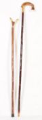TWO EARLY 20TH CENTURY WALKING STICKS - BONE & HORN