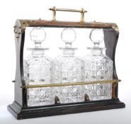 1930S COROMANDEL AND BRASS LOCKABLE FOLDING TANTALUS