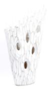 LARGE CONTEMPORARY PIERCED TAPERED RESIN VASE