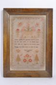 VICTORIAN 1844 NEEDLEWORK PRAYER SAMPLE BY MARY LAMBERT
