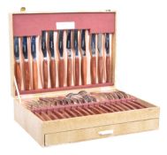 MID CENTURY 1970S GLOSSWOOD CUTLERY CANTEEN