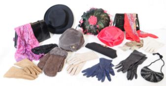 COLLECTION OF VINTAGE LADIES FASHION - HATS - GLOVES - BAGS