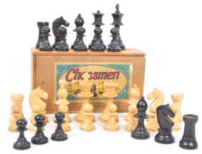 VINTAGE K & C LTD CHESSMEN CHESS PIECES IN ORIGINAL WOODEN CASE