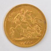 1900 QUEEN VICTORIA 22CT GOLD HALF SOVEREIGN