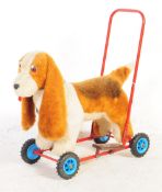 VINTAGE PUSH ALONG CHILDREN'S BEAGLE DOG TOY ON WHEELS