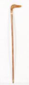 20TH CENTURY WALKING STICK WITH DOG HEAD CARVED HANDLE