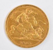 1901 QUEEN VICTORIA 22CT GOLD HALF SOVEREIGN