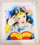 LORA ZOMBIE 'WONDER WOMAN' ART PRINT SIGNED ON PAPER