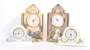 FOUR FINE BONE CHINA MANTEL CLOCKS